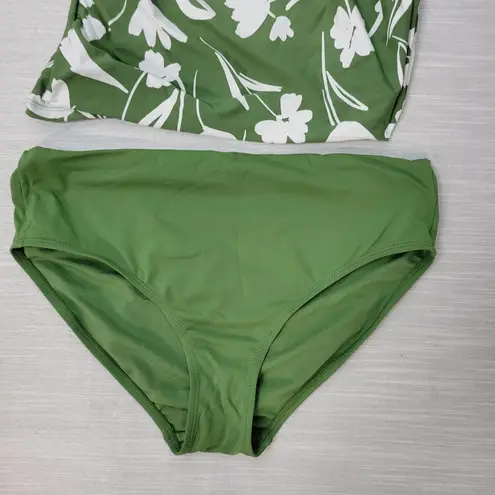 Anne cole Womens Swimsuit Size M Green Twist Front Underwire Tankini & Bottoms