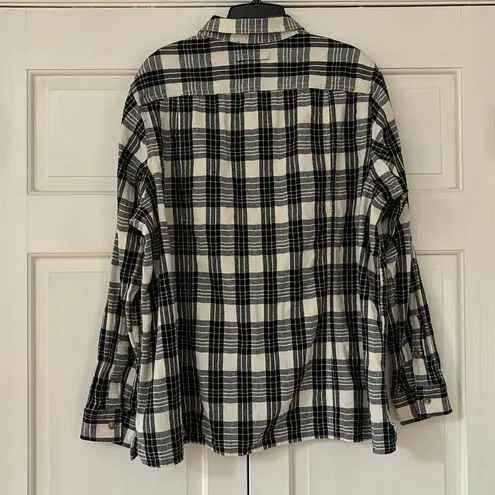 Duluth Trading Company Buffalo Check Black White Plaid Flannel Button Size XXL