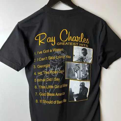 Vintage Y2K Ray Charles Jamie Foxx Movie Tee Black Small S T Shirt Graphic Solid