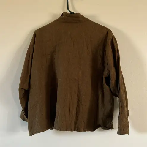 Vintage Haggerty Art Wear army green button down linen shirt / shacket Size M