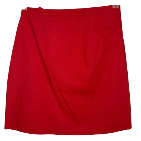 Club Monaco Normaah Coral Red Ruched Front Faux Wrap Mini Skirt EUC Size 2