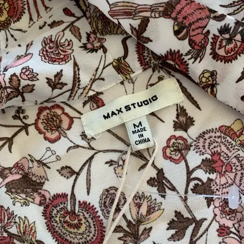 Max Studio  NWT $88 Floral Longsleeve Blouse Sz M