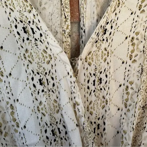 Faithfull the Brand Playsuit Romper Keyhole Open Back White Gold Print Women’s 2