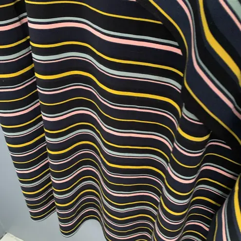 Eloquii black striped asymmetrical ruffle dress