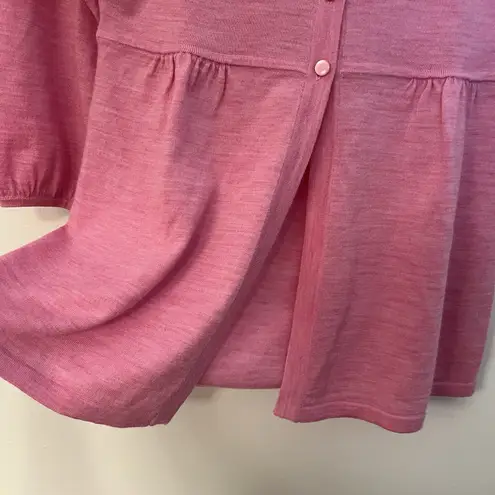 BODEN 100% WOOL LIGHTWEIGHT HALF BUTTON FRONT EMPIRE WAIST CARDIGAN SZ S 4 LAYER Pink