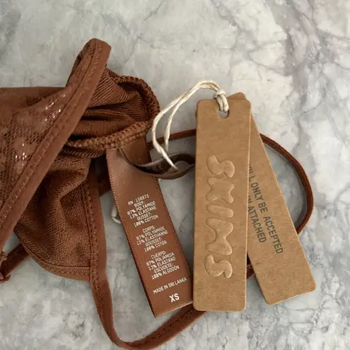 SKIMS Logo Brown Mesh Foil Cami Bodysuit / Size XS