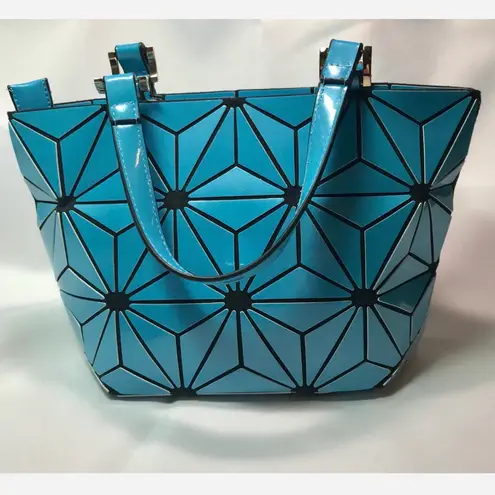 Geometric Satchel Handbag Blue