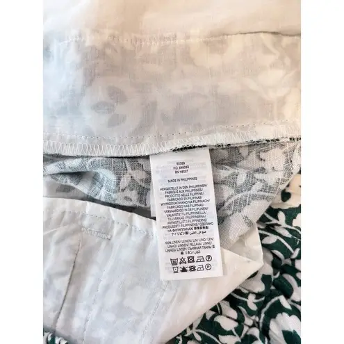 Boden Womens Pants Green Enchanting Bloom Linen Straight Trouser Boho Size 2