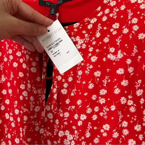 19 Cooper NWT Babydoll Mini Dress in Red Floral Small