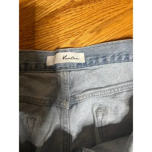 Kancan Distressed Ripped High Rise Light Wash Wide Leg Jeans Denim Pants 15/31 Blue Size undefined