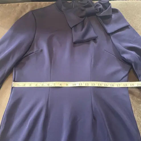 Women’s Navy Blue Long Sleeve Midi Pencil Dress with Bow Detail Size XL NEW Blue
