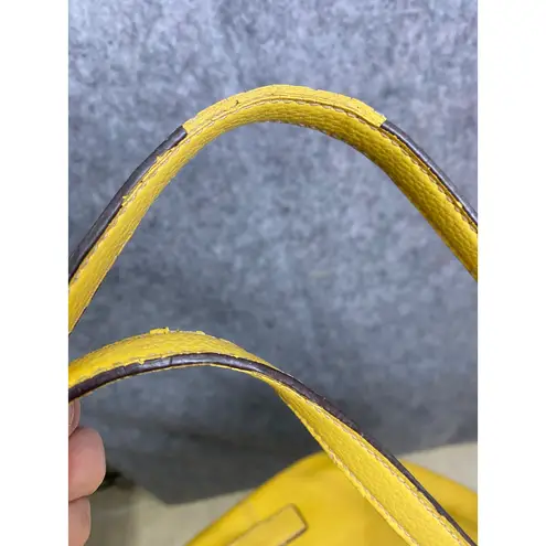 Tignanello Yellow Leather Tote Bag Pebbled Shoulder Purse Tassel Buckle Style