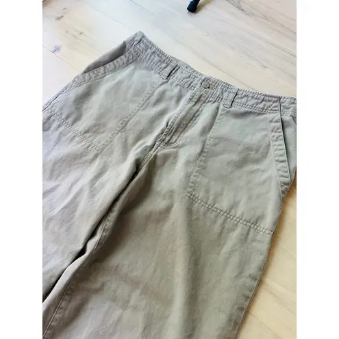 VTG Women’s Wide Leg Khaki Chino Pants Utility Pockets Waist 29 Classic Workwear Tan