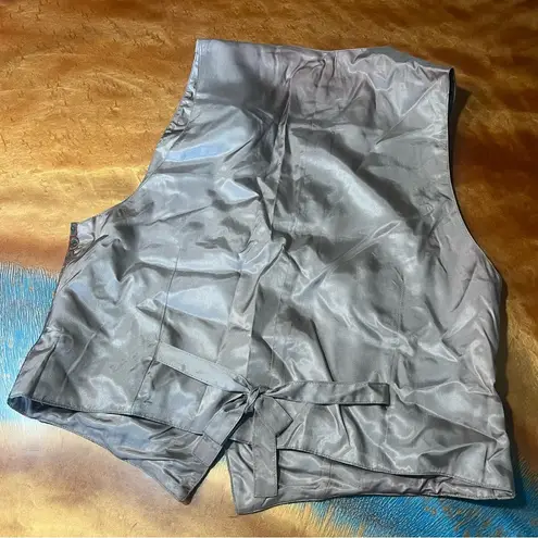 Vintage Floral Tapestry Vest satin lined back Made in USA Victorian Tan Size L