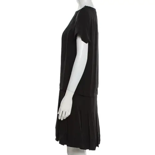 Proenza Schouler NWOT Pleated Silk Drop Waist Mini Dress in Black Size 8