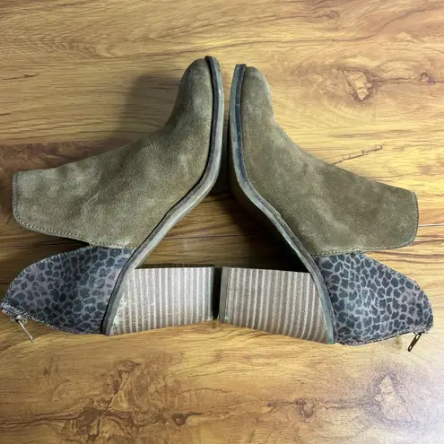 Dolce Vida DV8 Heel Ankle Boots Size 7 Booties Leopard Colorblock 3.5" Heel Tan