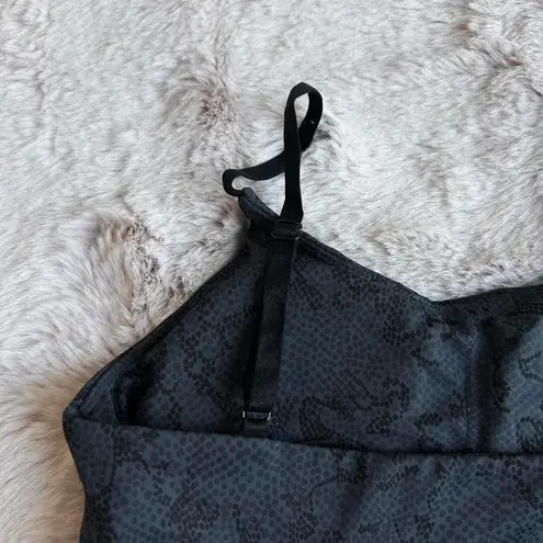 Allfenix Padded Python Charcoal Sports Bra with Adjustable Straps