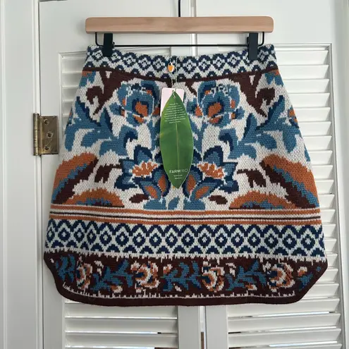 Farm Rio NWT X Nuuly Toucan Scarf Knit Skirt Size Medium Mini Wool Blend