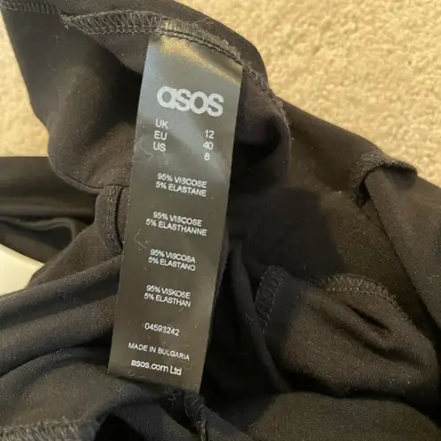 ASOS  black pants jumpsuit short sleeve v-neck with cutout back size 8