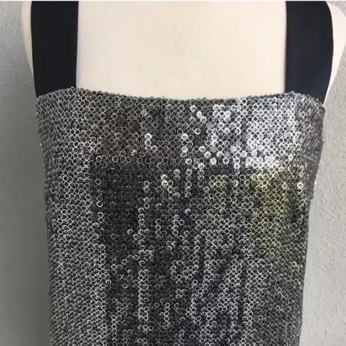 Nanette Lepore  | Black & Silver Sequin Party Twilight Shift Dress Size 6 Small