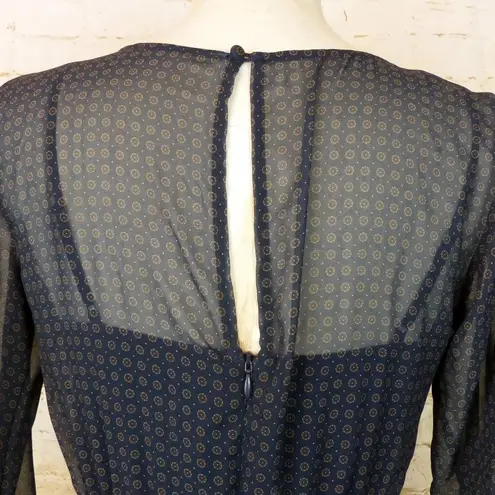Bailey 44 Brandi Chiffon Dress Womens S Blue Medallion Print Long Sleeve Sheer
