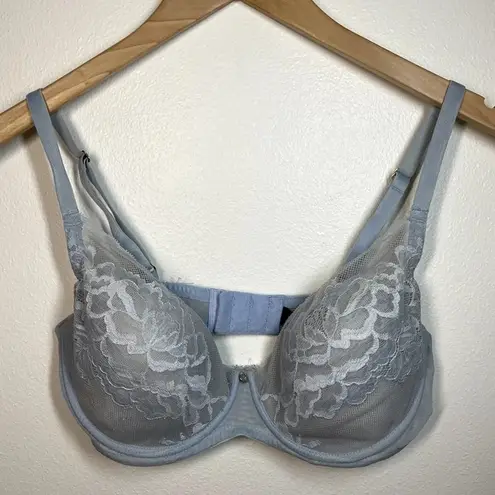 Natori  Bra Womens 32DD Blue Flora Contour Underwire Floral Lace Mesh