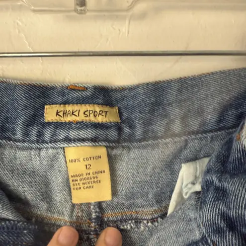 Khaki Sport Denim Jean Skirt Y2k Size 12 Midi Blue Wash Western Cottage