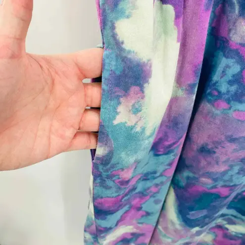 LOGO By Lori Goldstein LOGO Lori Goldstein Dress Womens Small Blue Purple Tie Dye Cotton Modal Pockets
