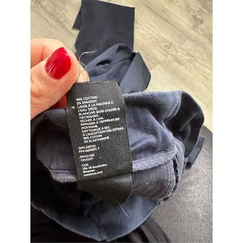 COS 2 High Waist Paper Bag Trouser Pants - Navy Blue