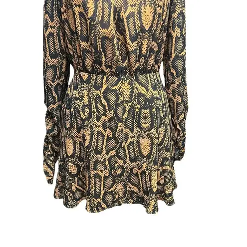 Finders Keepers Lana Snakeskin-Print Mini Dress Brown Black Size US 4
