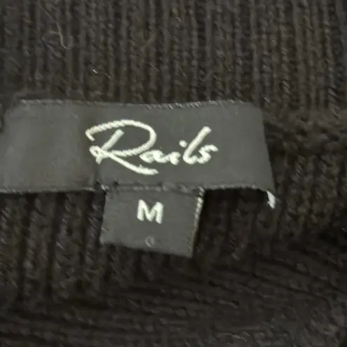 Rails Tessa Black & Ivory Striped Pullover 1/4 Zip High Neck Sweater