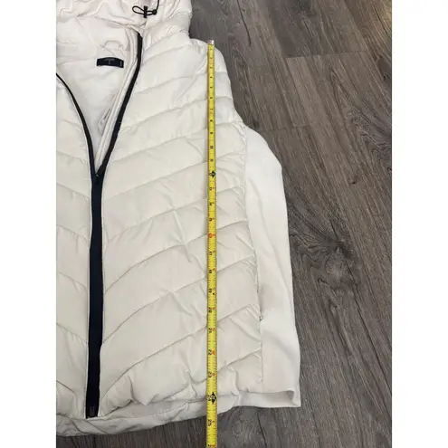 Tahari Hooded Puffer Vest Cream Quilted Zip Up Lightweight Women Size 2X New