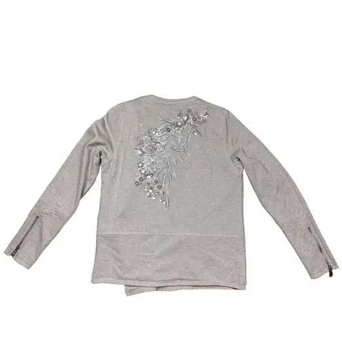 Cirque Du Soleil Women's Beige Gold Shimmer Asymmetrical Zip Jacket Size M Tan Size M