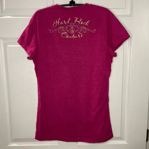 Hard Rock Couture Atlanta ‘Peace Love Rock’ Women's Size XL Graphic T-Shirt Pink