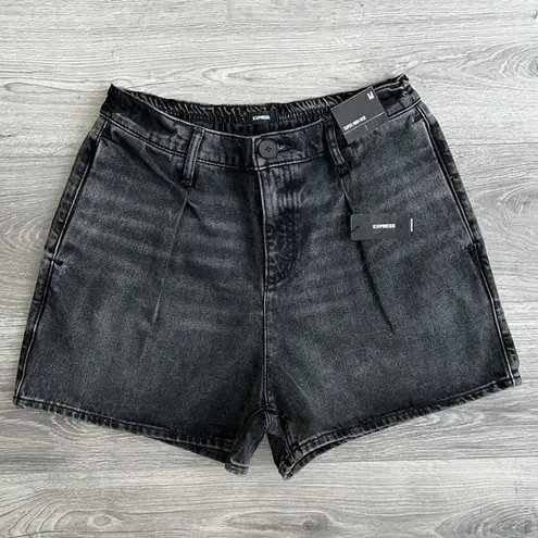 EXPRESS NWT  Super High Waisted Tailored Denim Shorts Faded Black Wash Medium