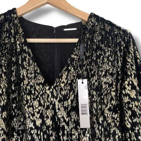 Elie Tahari 🆕 Metallic Burnout Velvet Long Sleeve Midi-Dress