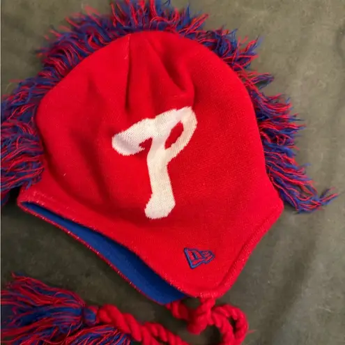 New Era Phillies Mohawk tassel knit hat Red