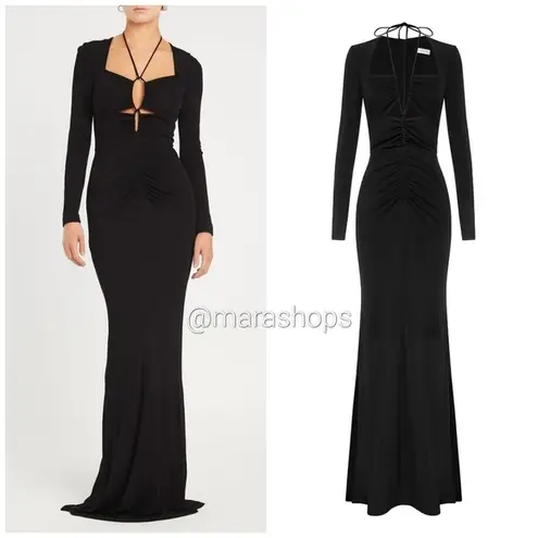 REBECCA VALLANCE Riccardo ruched stretch jersey gown Dress Black Size 0