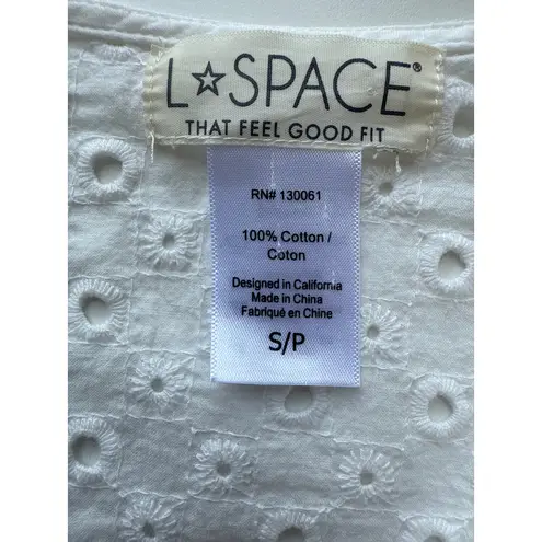 L*SPACE Eyelet Amalfi Crop Top in White Size Small