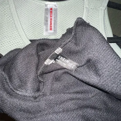 Fishnet workout top and off shoulder crop top Bundle set size M Green Size M - Image 10