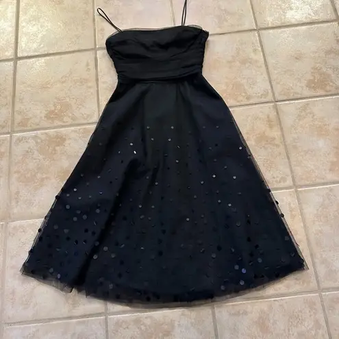 Eliza J Black Tulle and Sequin Spaghetti Strap Dress, EUC, Size 2, MSRP $179