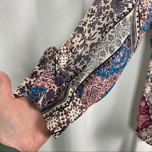 Lavender Brown Stitch Fix Burgundy Jenna Split Neck Silk Blouse Sz.M NWT