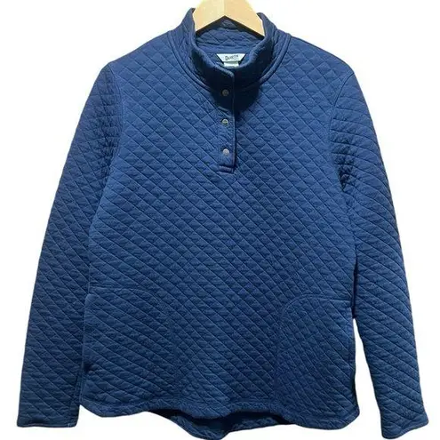 Duluth Trading Company Quilted Snap Pullover in Navy Blue Size Medium