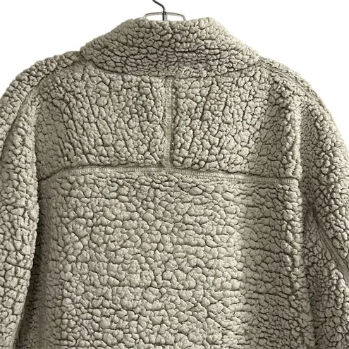 Elodie Women's Gray Sherpa Fleece 1/4 Zip Pullover Jacket L