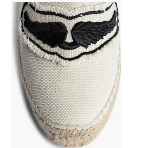 Zadig & Voltaire Canvas Espadrille Slip on Flat, Cream/Black, Size 11, NWOT