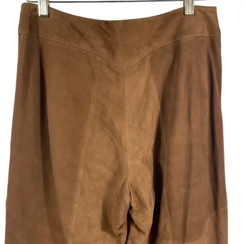 Juliana Collezione 100% Suede Leather Pants Women's 8 Brown Bootcut High Rise Tan