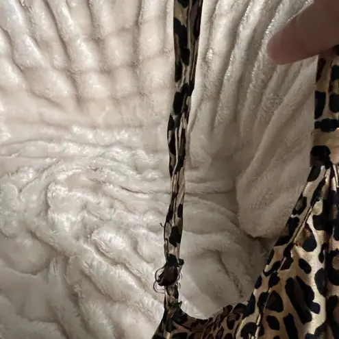 Morgan Taylor Leopard Print Satin Slip dress Nightgown size medium