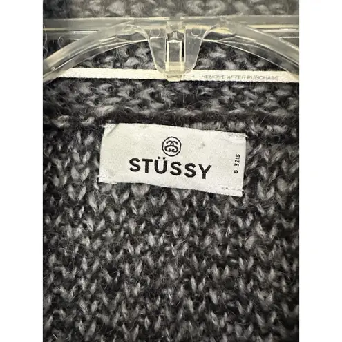 Stüssy Stussy Wool Blend Cardigan Women's Small Open Wrap Collared Gray Black Ombre