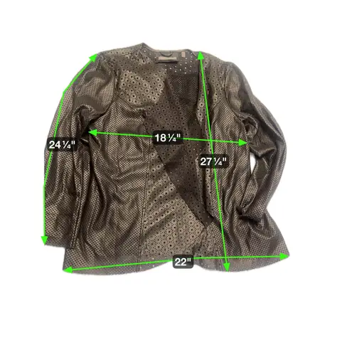 Bagatelle XL Metallic Bronze Perforated Open Front Jacket Career Coat