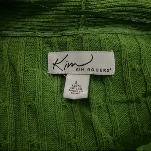 kim rogers  Womens knit Open Front Green cardigan 100% cotton size large